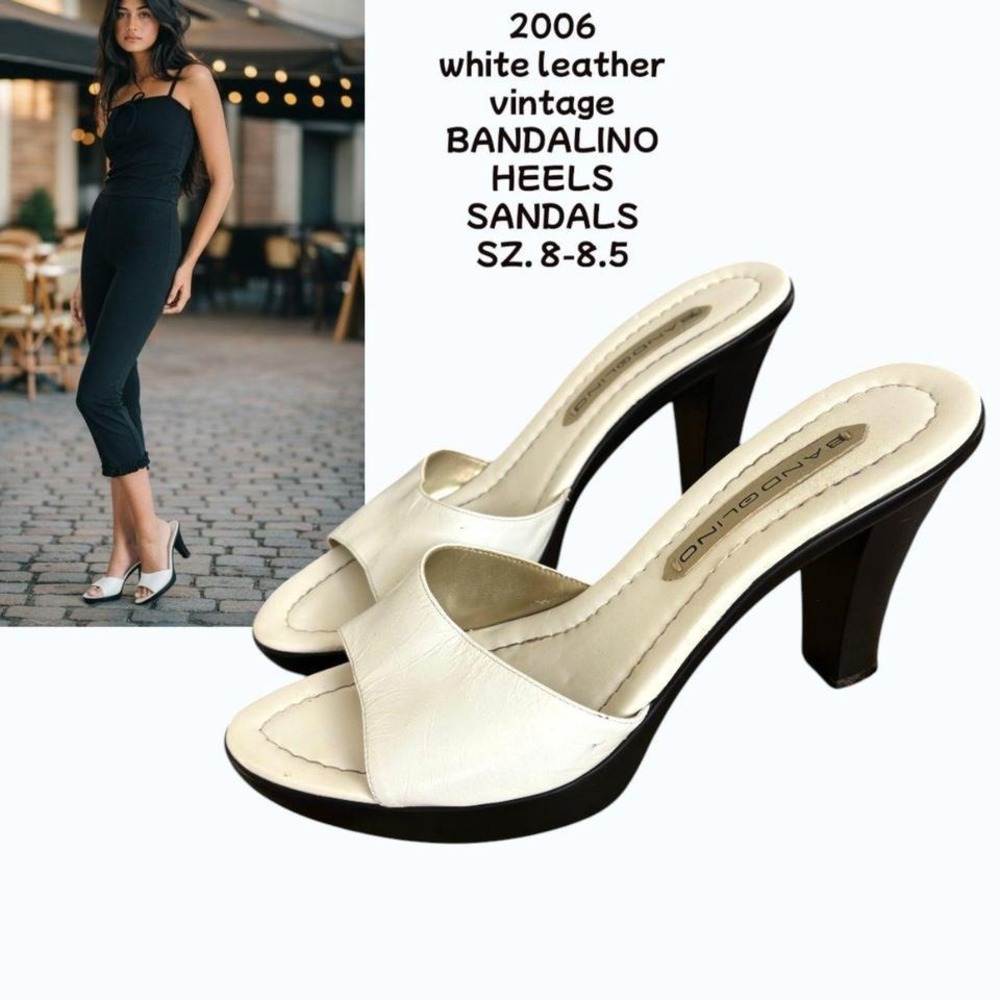 Vintage 2006 Bandolino White Leather Mules 🕊️8-8.5